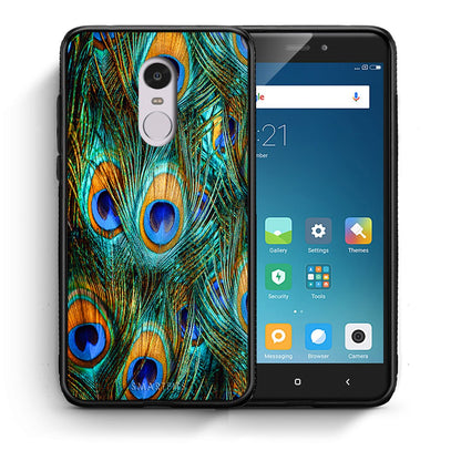 Θήκη Xiaomi Redmi Note 4/4X Real Peacock Feathers από τη Smartfits με σχέδιο στο πίσω μέρος και μαύρο περίβλημα | Xiaomi Redmi Note 4/4X Real Peacock Feathers case with colorful back and black bezels