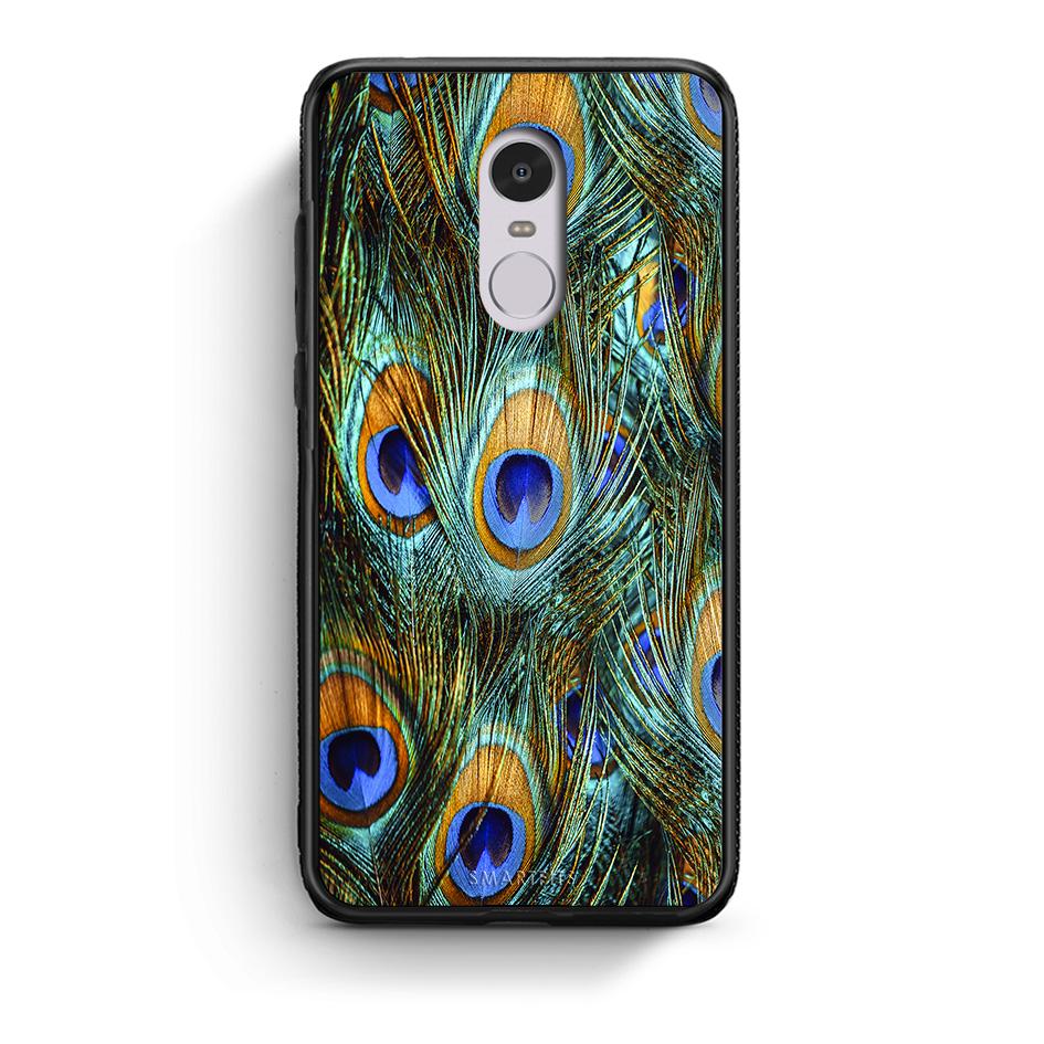 Xiaomi Redmi Note 4/4X Real Peacock Feathers θήκη από τη Smartfits με σχέδιο στο πίσω μέρος και μαύρο περίβλημα | Smartphone case with colorful back and black bezels by Smartfits