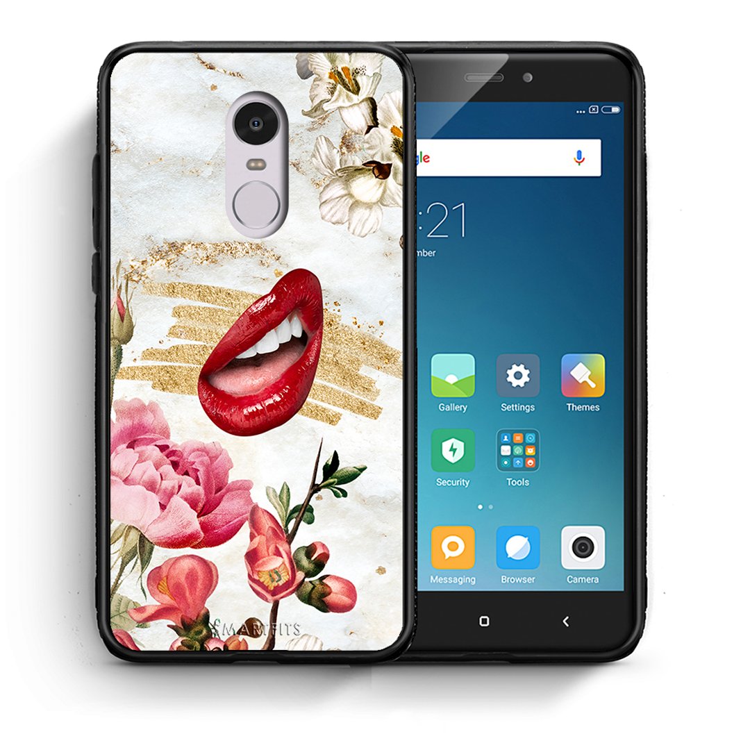 Θήκη Xiaomi Redmi Note 4/4X Red Lips από τη Smartfits με σχέδιο στο πίσω μέρος και μαύρο περίβλημα | Xiaomi Redmi Note 4/4X Red Lips case with colorful back and black bezels
