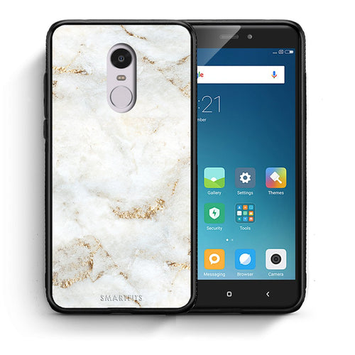 Θήκη Xiaomi Redmi Note 4/4X White Gold Marble από τη Smartfits με σχέδιο στο πίσω μέρος και μαύρο περίβλημα | Xiaomi Redmi Note 4/4X White Gold Marble case with colorful back and black bezels