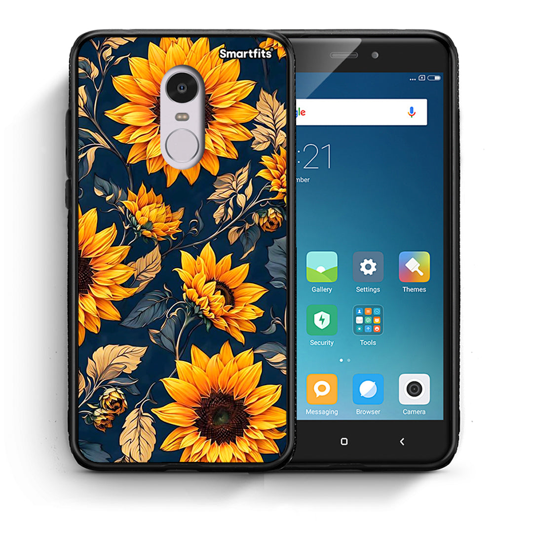 Θήκη Xiaomi Redmi Note 4 / 4X Autumn Sunflowers από τη Smartfits με σχέδιο στο πίσω μέρος και μαύρο περίβλημα | Xiaomi Redmi Note 4 / 4X Autumn Sunflowers case with colorful back and black bezels