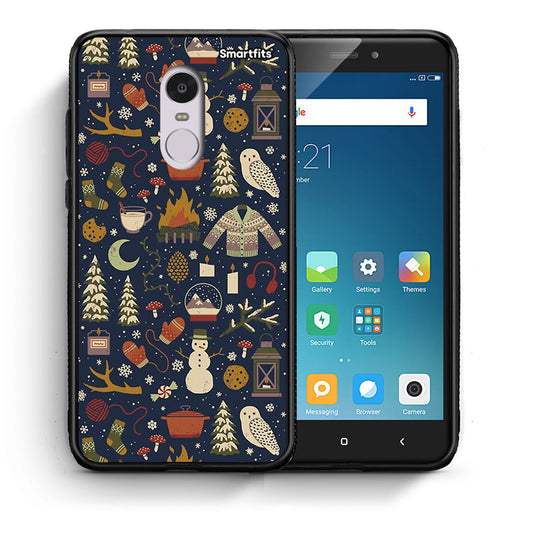 Θήκη Xiaomi Redmi Note 4/4X Christmas Elements από τη Smartfits με σχέδιο στο πίσω μέρος και μαύρο περίβλημα | Xiaomi Redmi Note 4/4X Christmas Elements case with colorful back and black bezels