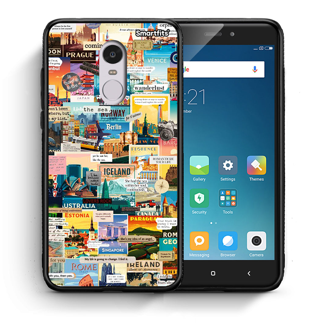 Θήκη Xiaomi Redmi Note 4/4X Live To Travel από τη Smartfits με σχέδιο στο πίσω μέρος και μαύρο περίβλημα | Xiaomi Redmi Note 4/4X Live To Travel case with colorful back and black bezels