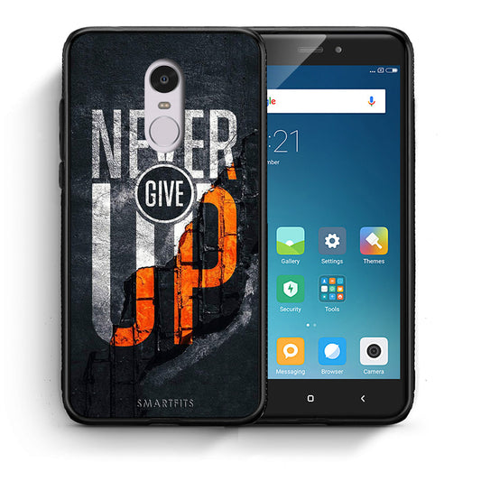 Θήκη Αγίου Βαλεντίνου Xiaomi Redmi Note 4 / 4X Never Give Up από τη Smartfits με σχέδιο στο πίσω μέρος και μαύρο περίβλημα | Xiaomi Redmi Note 4 / 4X Never Give Up case with colorful back and black bezels