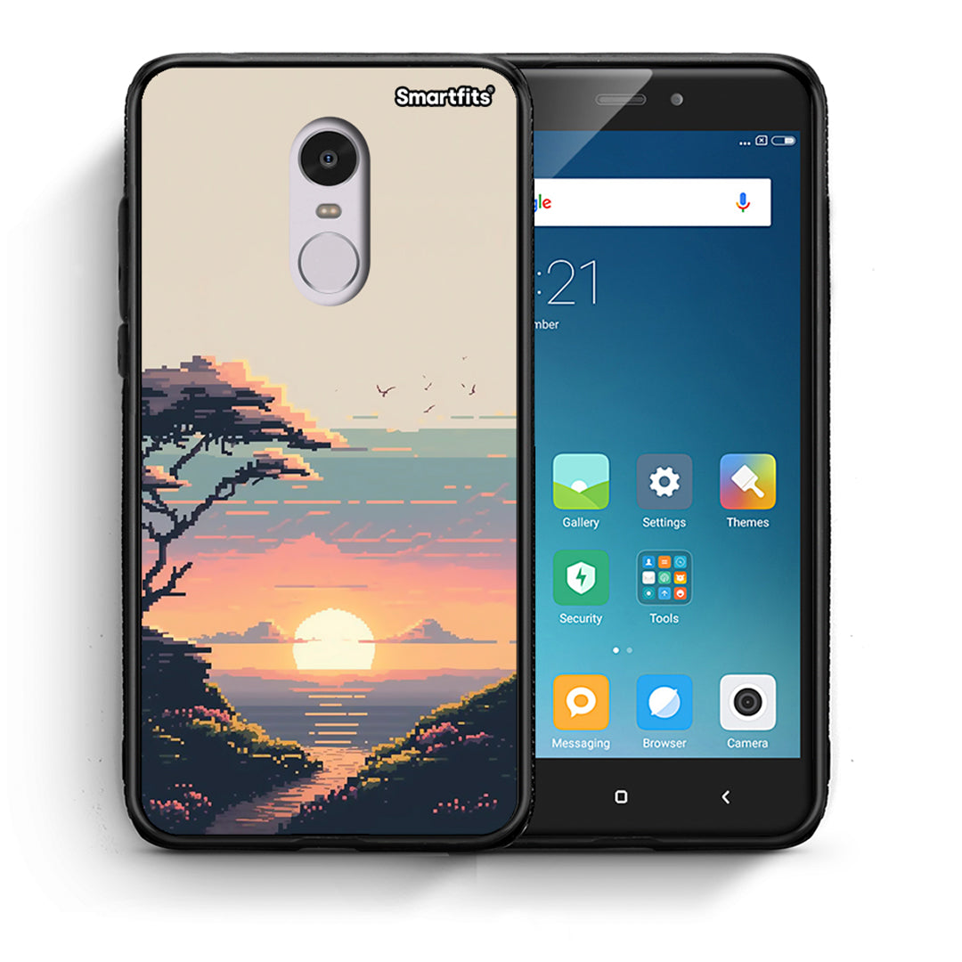 Θήκη Xiaomi Redmi 5 Pixel Sunset από τη Smartfits με σχέδιο στο πίσω μέρος και μαύρο περίβλημα | Xiaomi Redmi 5 Pixel Sunset case with colorful back and black bezels