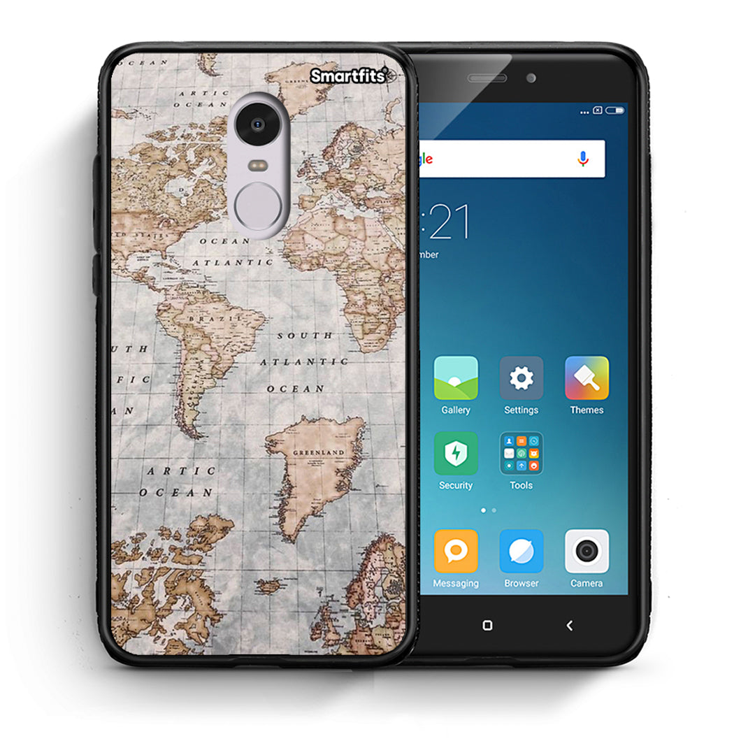 Θήκη Xiaomi Redmi Note 4 / 4X World Map από τη Smartfits με σχέδιο στο πίσω μέρος και μαύρο περίβλημα | Xiaomi Redmi Note 4 / 4X World Map case with colorful back and black bezels