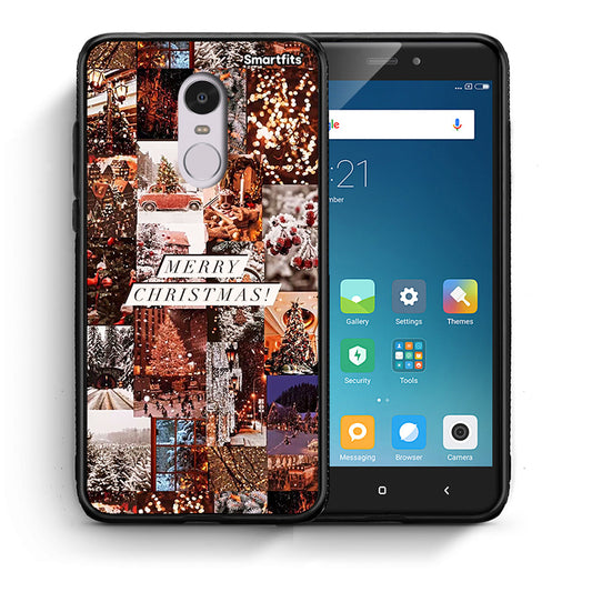 Θήκη Xiaomi Redmi Note 4/4X Xmas Collage από τη Smartfits με σχέδιο στο πίσω μέρος και μαύρο περίβλημα | Xiaomi Redmi Note 4/4X Xmas Collage case with colorful back and black bezels