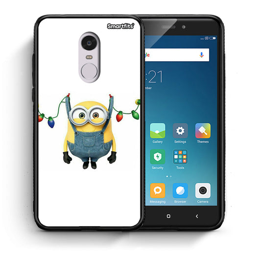 Θήκη Xiaomi Redmi Note 4/4X Xmas Minion Lights από τη Smartfits με σχέδιο στο πίσω μέρος και μαύρο περίβλημα | Xiaomi Redmi Note 4/4X Xmas Minion Lights case with colorful back and black bezels