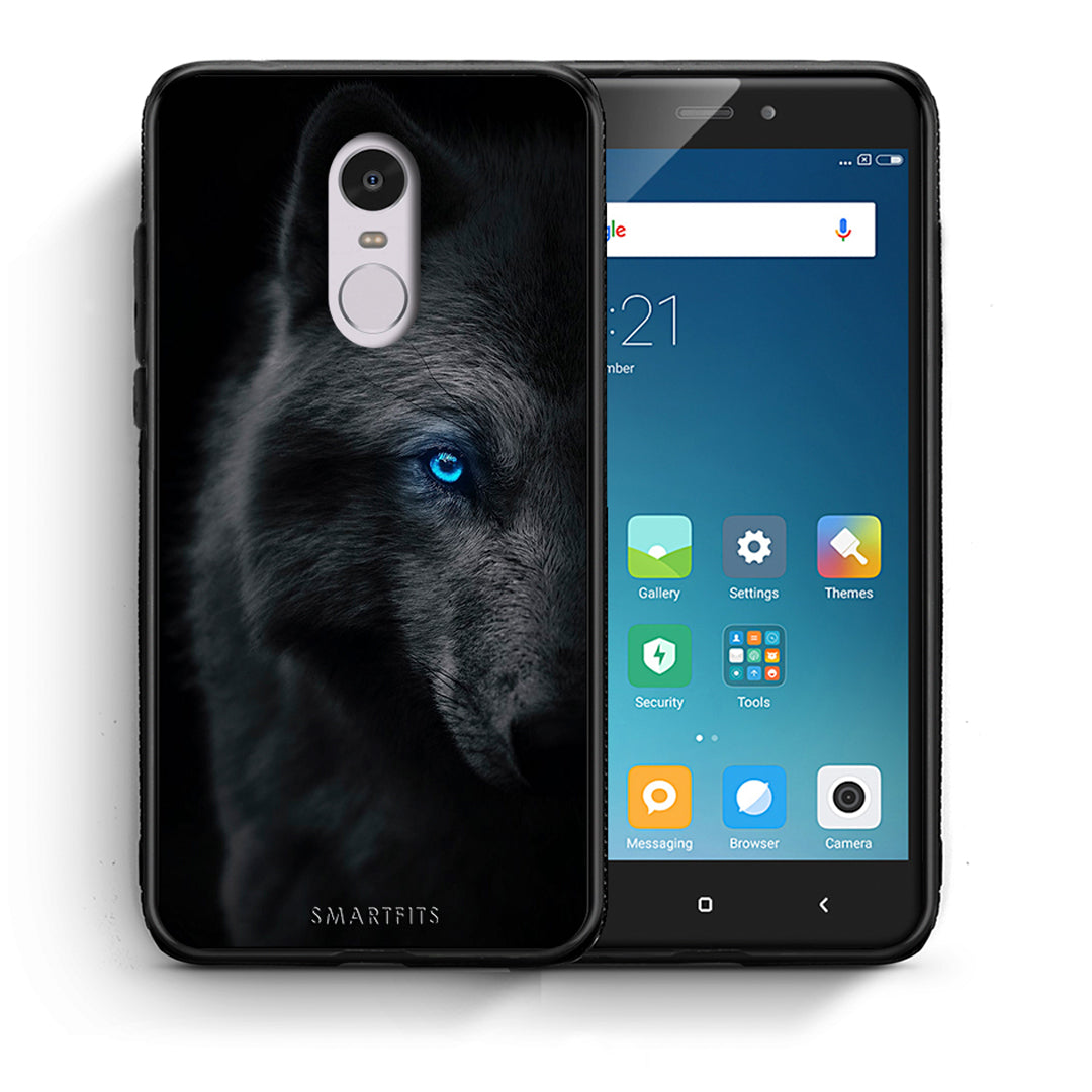 Θήκη Xiaomi Redmi Note 4/4X Dark Wolf από τη Smartfits με σχέδιο στο πίσω μέρος και μαύρο περίβλημα | Xiaomi Redmi Note 4/4X Dark Wolf case with colorful back and black bezels