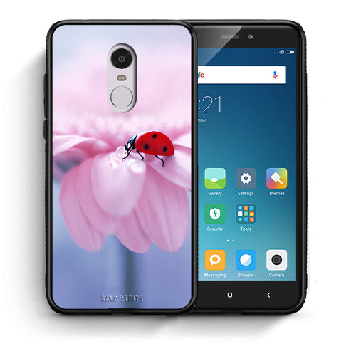 Θήκη Xiaomi Redmi Note 4/4X Ladybug Flower από τη Smartfits με σχέδιο στο πίσω μέρος και μαύρο περίβλημα | Xiaomi Redmi Note 4/4X Ladybug Flower case with colorful back and black bezels