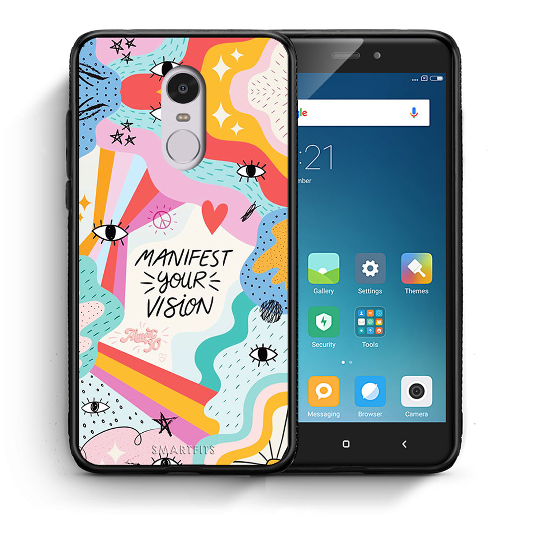 Θήκη Xiaomi Redmi Note 4/4X Manifest Your Vision από τη Smartfits με σχέδιο στο πίσω μέρος και μαύρο περίβλημα | Xiaomi Redmi Note 4/4X Manifest Your Vision case with colorful back and black bezels