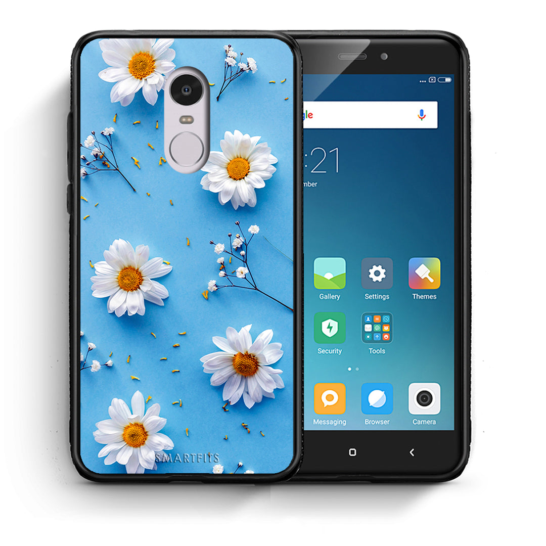 Θήκη Xiaomi Redmi Note 4/4X Real Daisies από τη Smartfits με σχέδιο στο πίσω μέρος και μαύρο περίβλημα | Xiaomi Redmi Note 4/4X Real Daisies case with colorful back and black bezels
