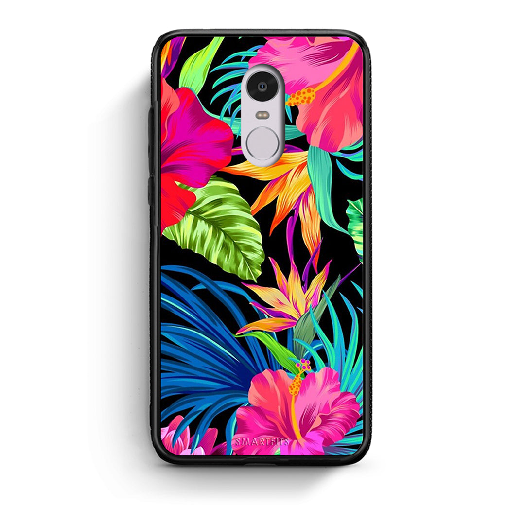 Xiaomi Redmi Note 4/4X Tropical Flowers θήκη από τη Smartfits με σχέδιο στο πίσω μέρος και μαύρο περίβλημα | Smartphone case with colorful back and black bezels by Smartfits
