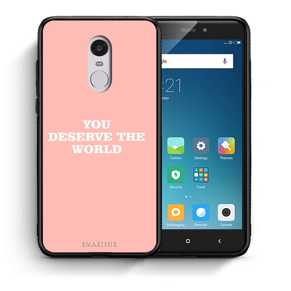 Θήκη Αγίου Βαλεντίνου Xiaomi Redmi Note 4 / 4X You Deserve The World από τη Smartfits με σχέδιο στο πίσω μέρος και μαύρο περίβλημα | Xiaomi Redmi Note 4 / 4X You Deserve The World case with colorful back and black bezels
