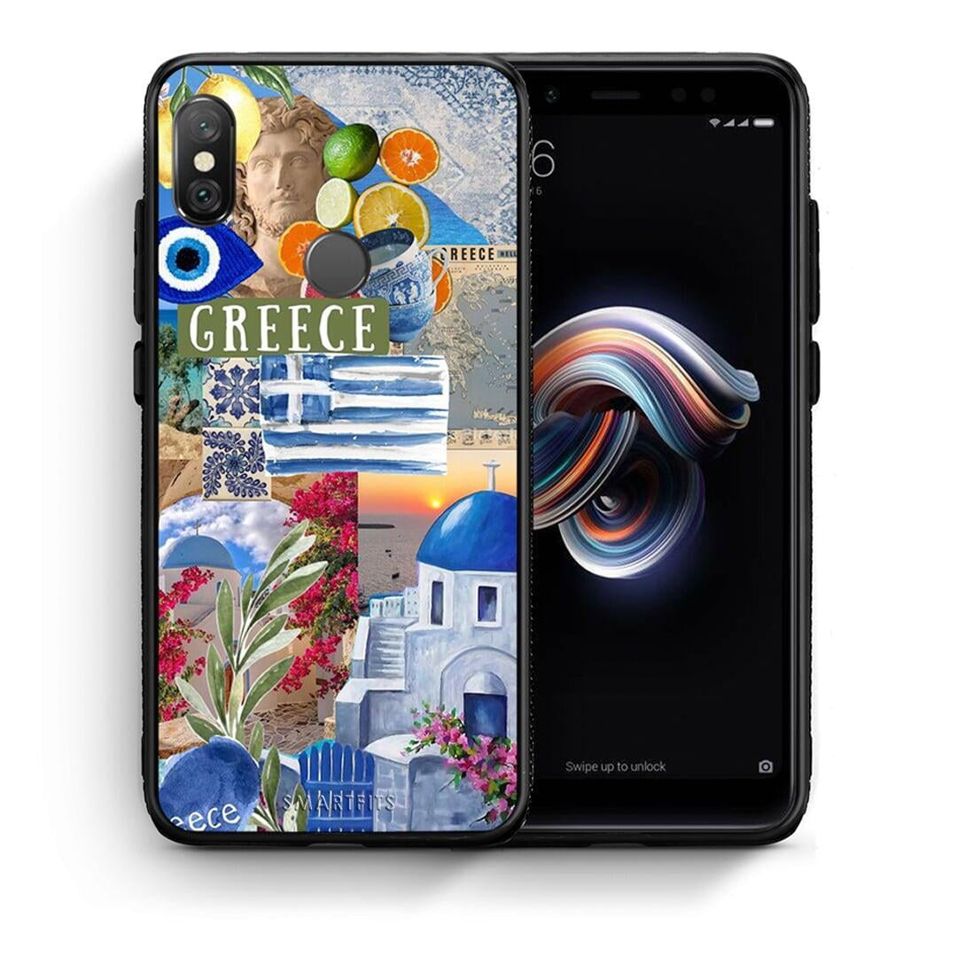 Θήκη Xiaomi Redmi Note 5 All Greek από τη Smartfits με σχέδιο στο πίσω μέρος και μαύρο περίβλημα | Xiaomi Redmi Note 5 All Greek case with colorful back and black bezels