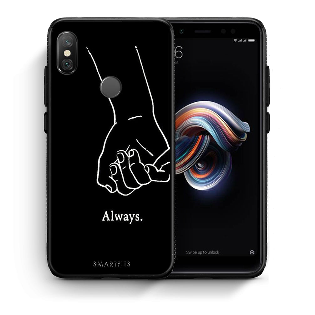 Θήκη Αγίου Βαλεντίνου Xiaomi Redmi Note 5 Always & Forever 1 από τη Smartfits με σχέδιο στο πίσω μέρος και μαύρο περίβλημα | Xiaomi Redmi Note 5 Always & Forever 1 case with colorful back and black bezels