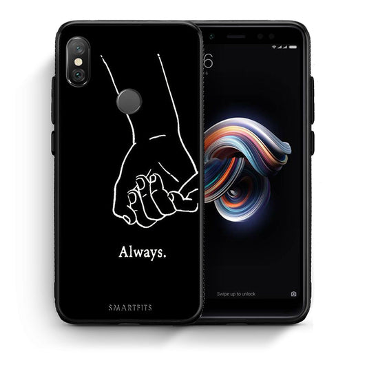 Θήκη Αγίου Βαλεντίνου Xiaomi Redmi Note 5 Always & Forever 1 από τη Smartfits με σχέδιο στο πίσω μέρος και μαύρο περίβλημα | Xiaomi Redmi Note 5 Always & Forever 1 case with colorful back and black bezels