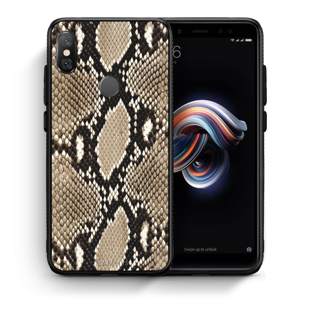 Θήκη Xiaomi Redmi Note 5 Fashion Snake Animal από τη Smartfits με σχέδιο στο πίσω μέρος και μαύρο περίβλημα | Xiaomi Redmi Note 5 Fashion Snake Animal case with colorful back and black bezels