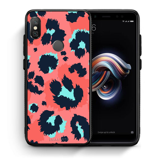 Θήκη Xiaomi Redmi Note 5 Pink Leopard Animal από τη Smartfits με σχέδιο στο πίσω μέρος και μαύρο περίβλημα | Xiaomi Redmi Note 5 Pink Leopard Animal case with colorful back and black bezels