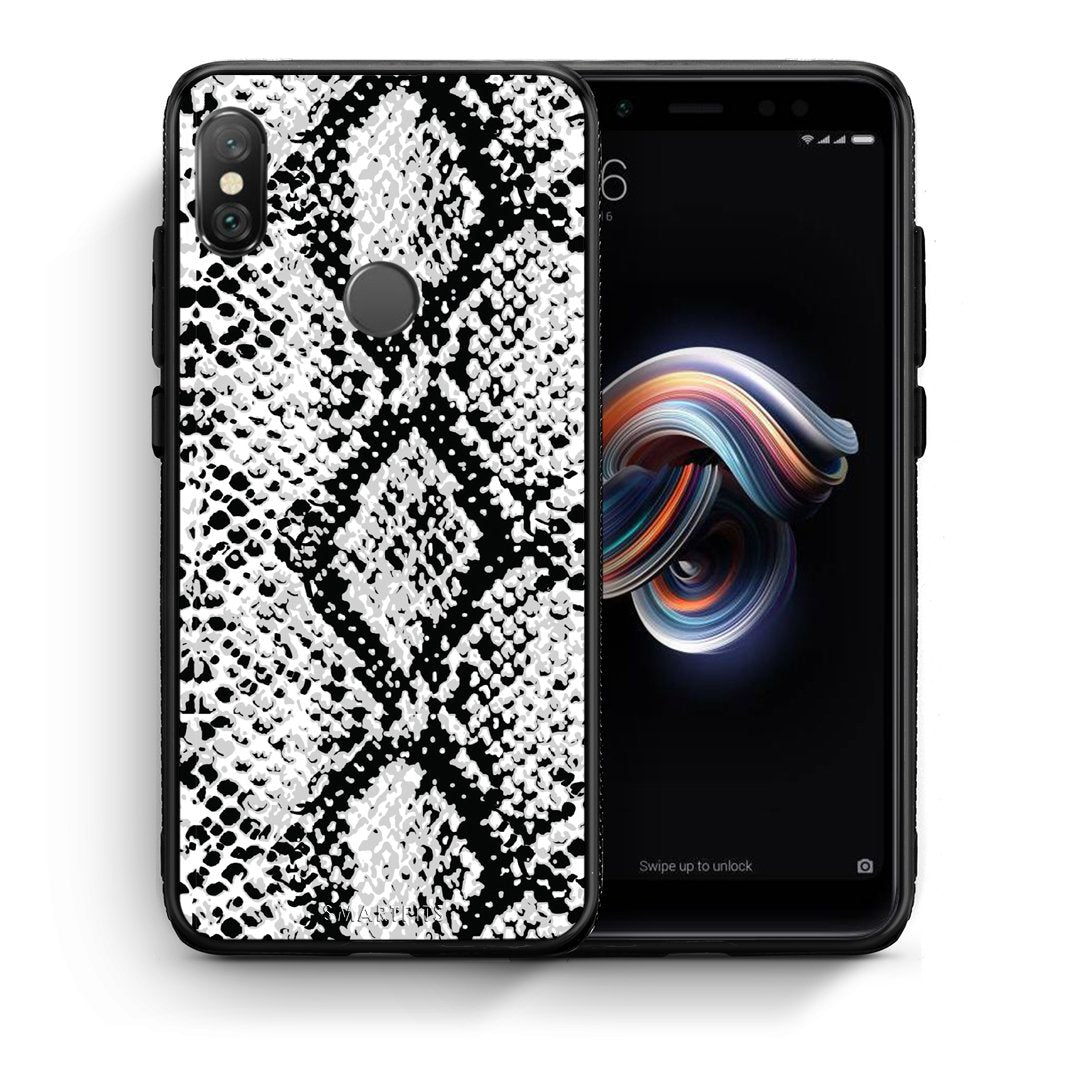 Θήκη Xiaomi Redmi Note 5 White Snake Animal από τη Smartfits με σχέδιο στο πίσω μέρος και μαύρο περίβλημα | Xiaomi Redmi Note 5 White Snake Animal case with colorful back and black bezels