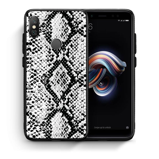 Θήκη Xiaomi Redmi Note 5 White Snake Animal από τη Smartfits με σχέδιο στο πίσω μέρος και μαύρο περίβλημα | Xiaomi Redmi Note 5 White Snake Animal case with colorful back and black bezels