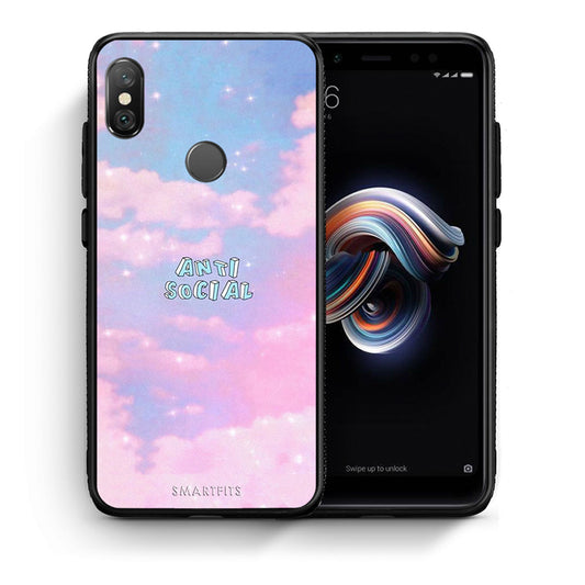 Θήκη Αγίου Βαλεντίνου Xiaomi Redmi Note 5 Anti Social από τη Smartfits με σχέδιο στο πίσω μέρος και μαύρο περίβλημα | Xiaomi Redmi Note 5 Anti Social case with colorful back and black bezels