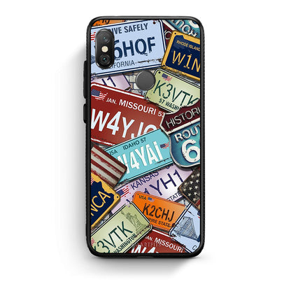 Xiaomi Redmi Note 5 Car Plates θήκη από τη Smartfits με σχέδιο στο πίσω μέρος και μαύρο περίβλημα | Smartphone case with colorful back and black bezels by Smartfits