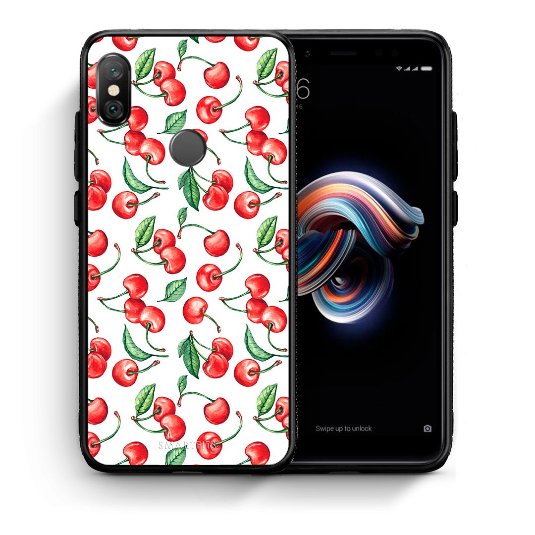 Θήκη Xiaomi Redmi Note 5 Cherry Summer από τη Smartfits με σχέδιο στο πίσω μέρος και μαύρο περίβλημα | Xiaomi Redmi Note 5 Cherry Summer case with colorful back and black bezels