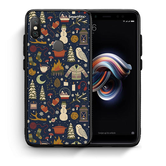 Θήκη Xiaomi Redmi Note 5 Christmas Elements από τη Smartfits με σχέδιο στο πίσω μέρος και μαύρο περίβλημα | Xiaomi Redmi Note 5 Christmas Elements case with colorful back and black bezels