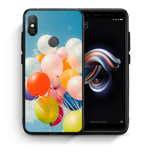 Θήκη Xiaomi Redmi Note 5 Colorful Balloons από τη Smartfits με σχέδιο στο πίσω μέρος και μαύρο περίβλημα | Xiaomi Redmi Note 5 Colorful Balloons case with colorful back and black bezels