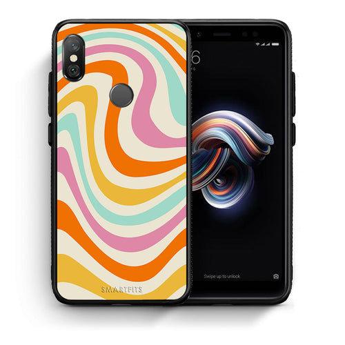 Θήκη Xiaomi Redmi Note 5 Colourful Waves από τη Smartfits με σχέδιο στο πίσω μέρος και μαύρο περίβλημα | Xiaomi Redmi Note 5 Colourful Waves case with colorful back and black bezels