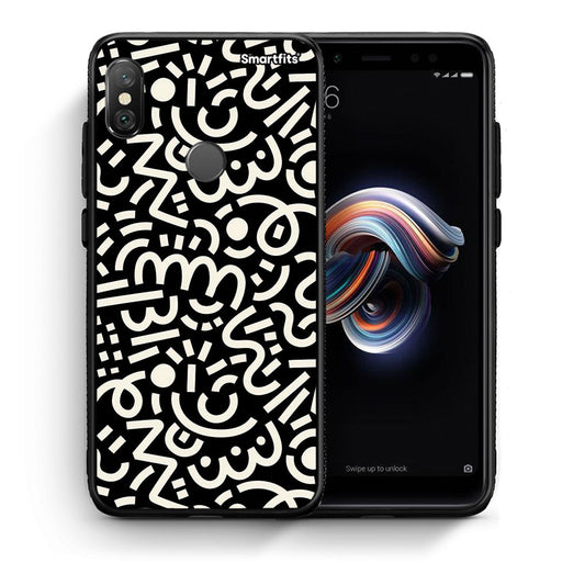 Θήκη Xiaomi Redmi Note 5 Doodle Art από τη Smartfits με σχέδιο στο πίσω μέρος και μαύρο περίβλημα | Xiaomi Redmi Note 5 Doodle Art case with colorful back and black bezels
