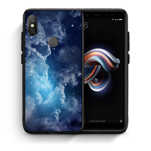 Θήκη Xiaomi Redmi Note 5 Blue Sky Galaxy από τη Smartfits με σχέδιο στο πίσω μέρος και μαύρο περίβλημα | Xiaomi Redmi Note 5 Blue Sky Galaxy case with colorful back and black bezels