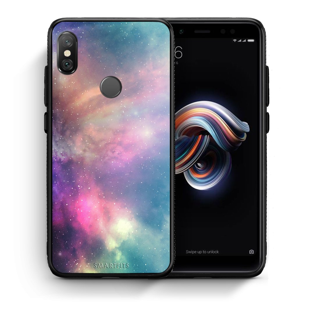 Θήκη Xiaomi Redmi Note 5 Rainbow Galaxy από τη Smartfits με σχέδιο στο πίσω μέρος και μαύρο περίβλημα | Xiaomi Redmi Note 5 Rainbow Galaxy case with colorful back and black bezels