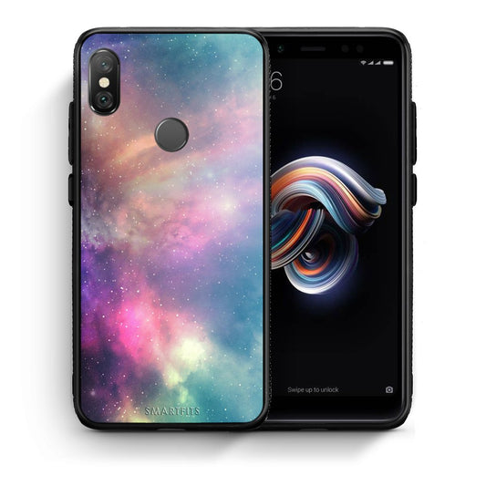 Θήκη Xiaomi Redmi Note 5 Rainbow Galaxy από τη Smartfits με σχέδιο στο πίσω μέρος και μαύρο περίβλημα | Xiaomi Redmi Note 5 Rainbow Galaxy case with colorful back and black bezels