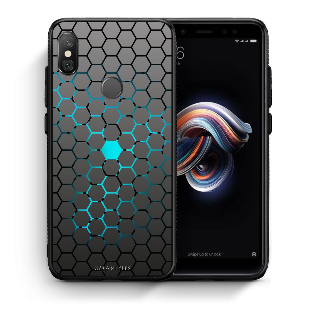 Θήκη Xiaomi Redmi Note 5 Hexagonal Geometric από τη Smartfits με σχέδιο στο πίσω μέρος και μαύρο περίβλημα | Xiaomi Redmi Note 5 Hexagonal Geometric case with colorful back and black bezels