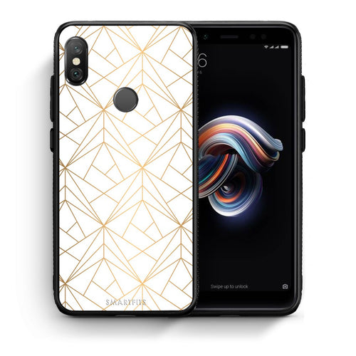 Θήκη Xiaomi Redmi Note 5 Luxury White Geometric από τη Smartfits με σχέδιο στο πίσω μέρος και μαύρο περίβλημα | Xiaomi Redmi Note 5 Luxury White Geometric case with colorful back and black bezels