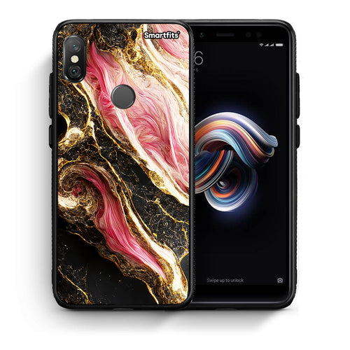 Θήκη Xiaomi Redmi Note 5 Glamorous Pink Marble από τη Smartfits με σχέδιο στο πίσω μέρος και μαύρο περίβλημα | Xiaomi Redmi Note 5 Glamorous Pink Marble case with colorful back and black bezels