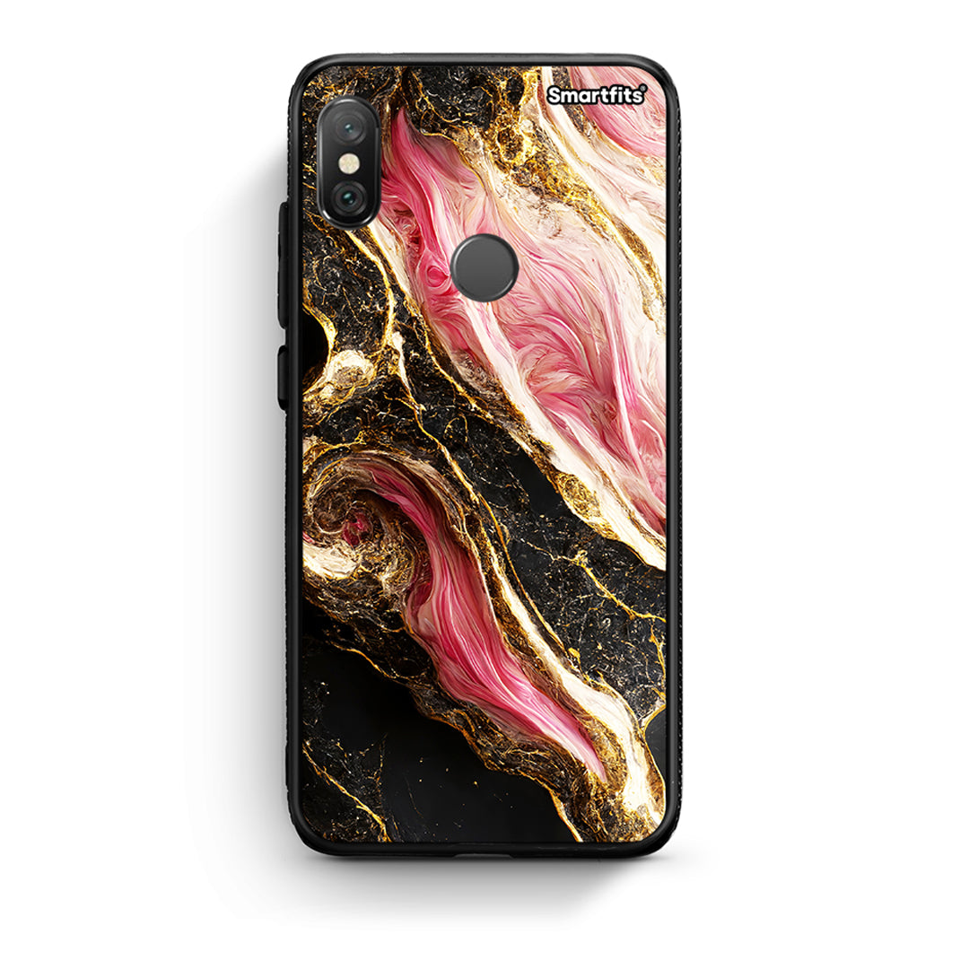 Xiaomi Redmi Note 5 Glamorous Pink Marble θήκη από τη Smartfits με σχέδιο στο πίσω μέρος και μαύρο περίβλημα | Smartphone case with colorful back and black bezels by Smartfits