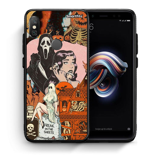 Θήκη Xiaomi Redmi Note 5 Halloween Collage από τη Smartfits με σχέδιο στο πίσω μέρος και μαύρο περίβλημα | Xiaomi Redmi Note 5 Halloween Collage case with colorful back and black bezels