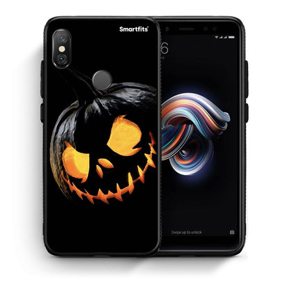Θήκη Xiaomi Redmi Note 5 Halloween Scary Pumpkin από τη Smartfits με σχέδιο στο πίσω μέρος και μαύρο περίβλημα | Xiaomi Redmi Note 5 Halloween Scary Pumpkin case with colorful back and black bezels