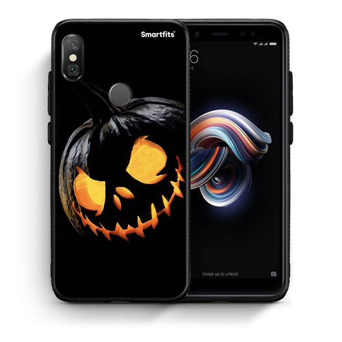 Θήκη Xiaomi Redmi Note 5 Halloween Scary Pumpkin από τη Smartfits με σχέδιο στο πίσω μέρος και μαύρο περίβλημα | Xiaomi Redmi Note 5 Halloween Scary Pumpkin case with colorful back and black bezels