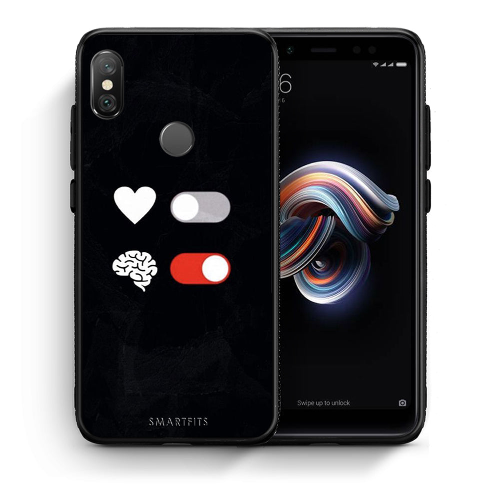 Θήκη Αγίου Βαλεντίνου Xiaomi Redmi Note 5 Heart Vs Brain από τη Smartfits με σχέδιο στο πίσω μέρος και μαύρο περίβλημα | Xiaomi Redmi Note 5 Heart Vs Brain case with colorful back and black bezels