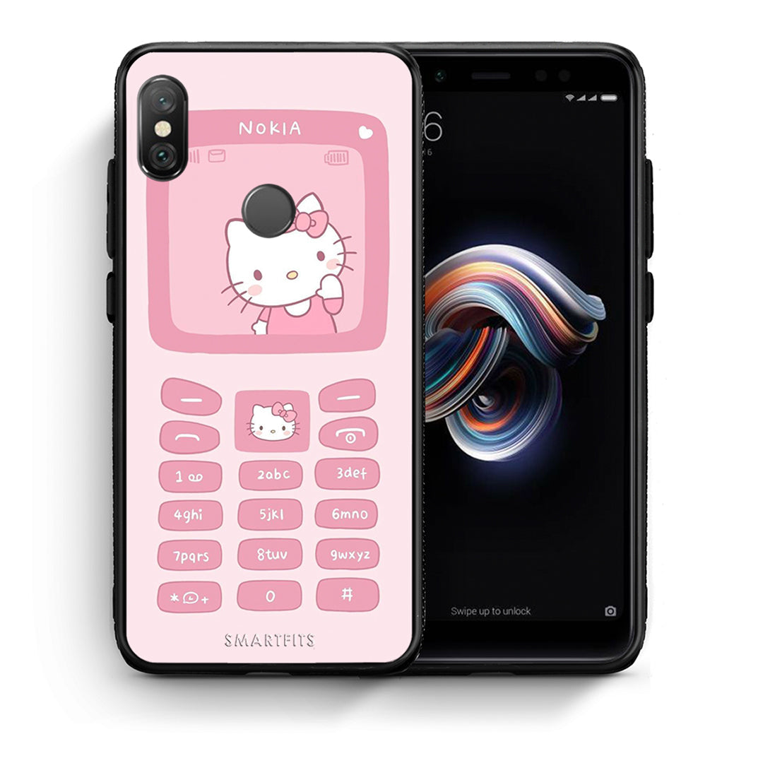 Θήκη Αγίου Βαλεντίνου Xiaomi Redmi Note 5 Hello Kitten από τη Smartfits με σχέδιο στο πίσω μέρος και μαύρο περίβλημα | Xiaomi Redmi Note 5 Hello Kitten case with colorful back and black bezels