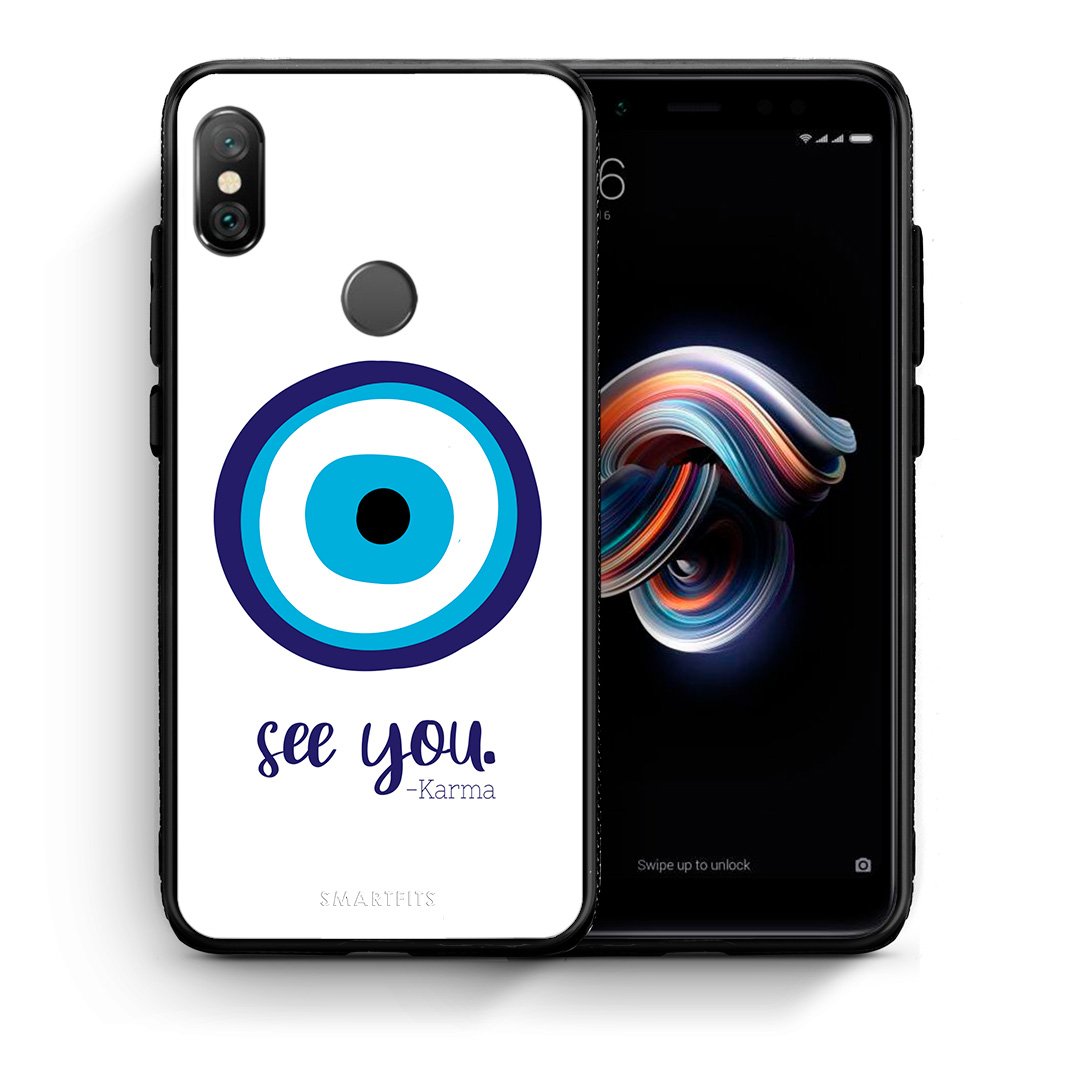 Θήκη Xiaomi Redmi Note 5 Karma Says από τη Smartfits με σχέδιο στο πίσω μέρος και μαύρο περίβλημα | Xiaomi Redmi Note 5 Karma Says case with colorful back and black bezels