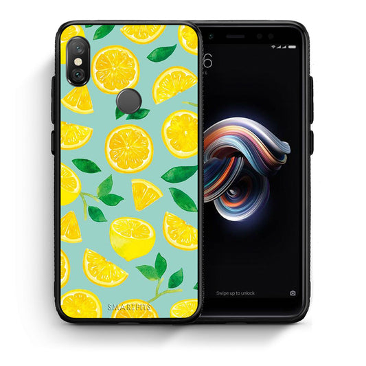 Θήκη Xiaomi Redmi Note 5 Lemons από τη Smartfits με σχέδιο στο πίσω μέρος και μαύρο περίβλημα | Xiaomi Redmi Note 5 Lemons case with colorful back and black bezels