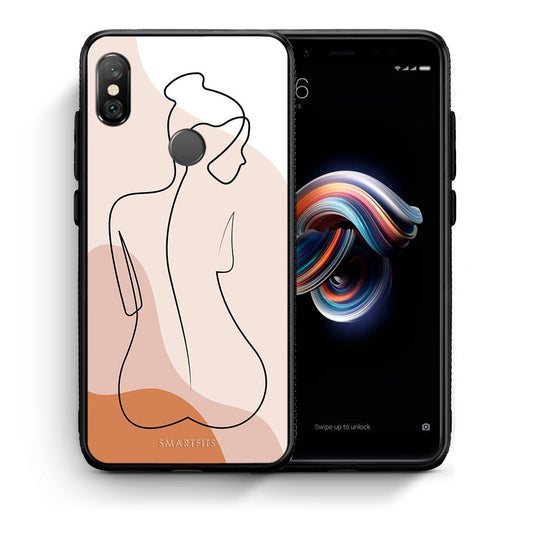 Θήκη Xiaomi Redmi Note 5 LineArt Woman από τη Smartfits με σχέδιο στο πίσω μέρος και μαύρο περίβλημα | Xiaomi Redmi Note 5 LineArt Woman case with colorful back and black bezels