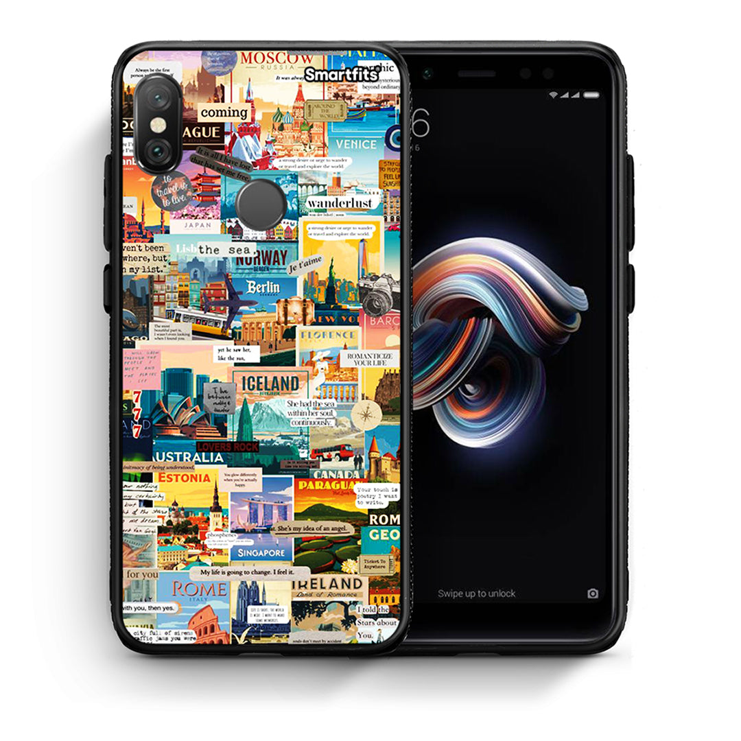 Θήκη Xiaomi Redmi Note 5 Live To Travel από τη Smartfits με σχέδιο στο πίσω μέρος και μαύρο περίβλημα | Xiaomi Redmi Note 5 Live To Travel case with colorful back and black bezels