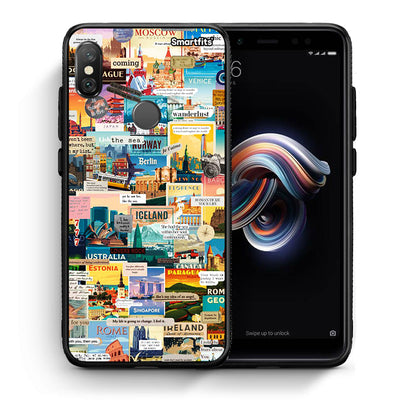 Θήκη Xiaomi Redmi Note 5 Live To Travel από τη Smartfits με σχέδιο στο πίσω μέρος και μαύρο περίβλημα | Xiaomi Redmi Note 5 Live To Travel case with colorful back and black bezels