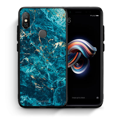 Θήκη Xiaomi Redmi Note 5 Marble Blue από τη Smartfits με σχέδιο στο πίσω μέρος και μαύρο περίβλημα | Xiaomi Redmi Note 5 Marble Blue case with colorful back and black bezels